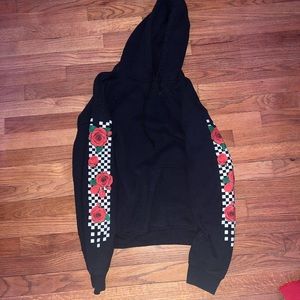 Black Rose Checkered Hoodie